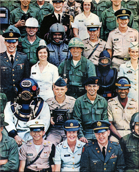 WAC recruiting ad - 1972 - group photo of Army enlisted and officer men and women in uniform