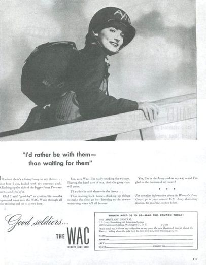WAC Recruiting Ad - 1944 - I'd rather be with them