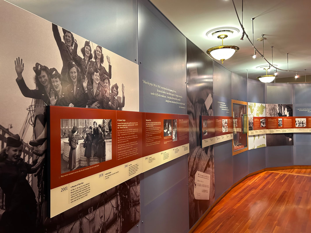 Color photo of educational display about women in the U.S. Army.